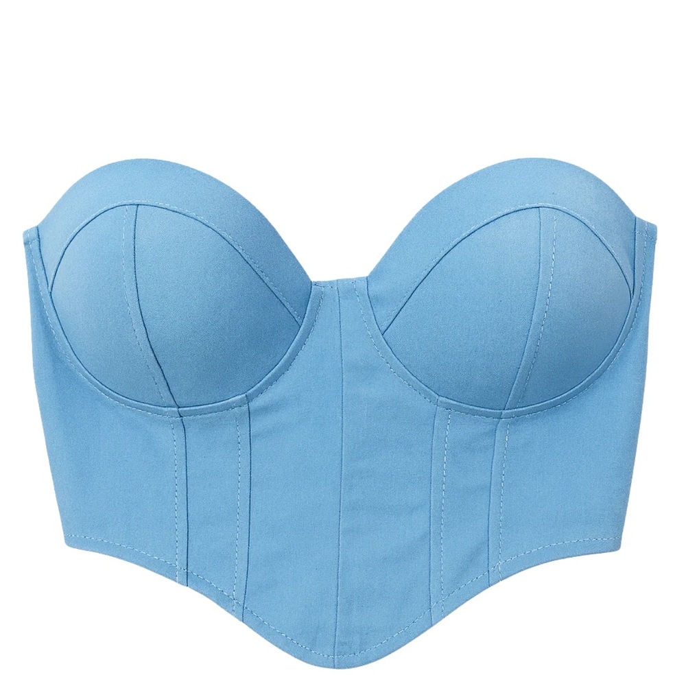 Lace Up Tie Back Bustier Bandeau Crop Top